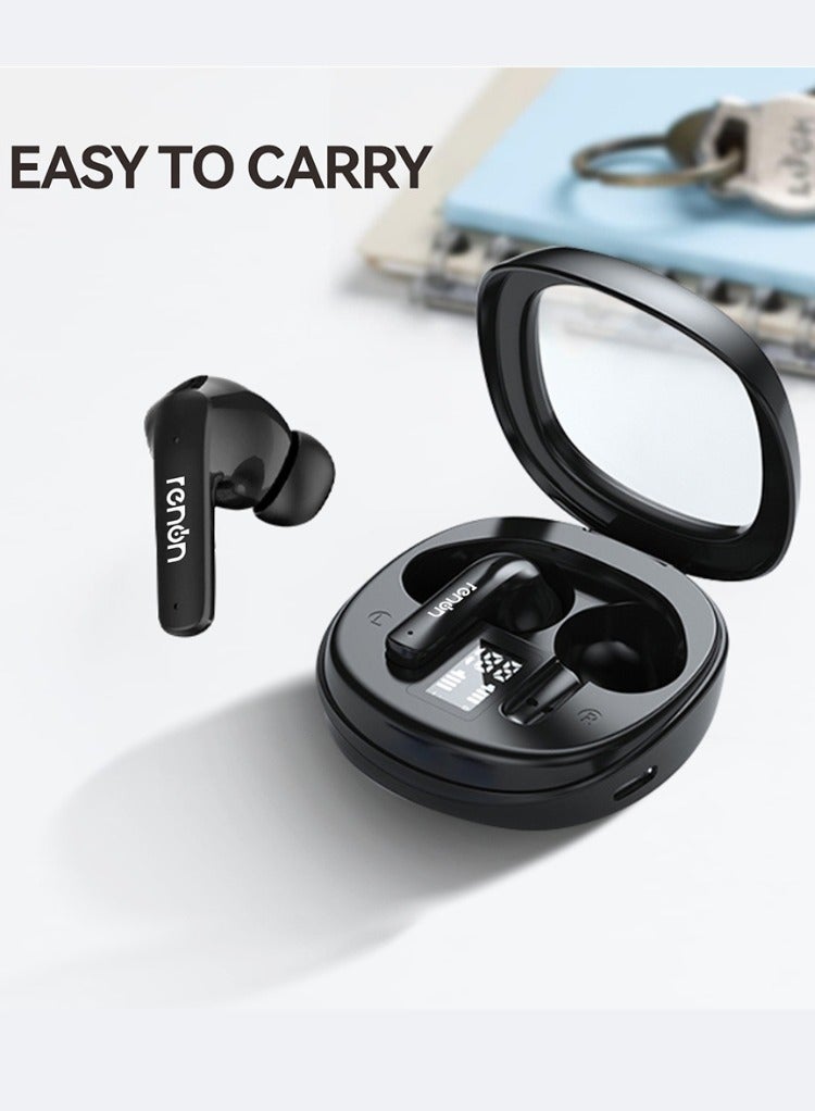 RENON EchoBuds Bluetooth Headphones 5.4 Wireless Earbud with Active Noise Cancelling (ANC), 20 Hours Battery Life, IPX4 Waterproof, HD Audio, Fast Charging, True Wireless In-Ear Headphones Black - Image 2